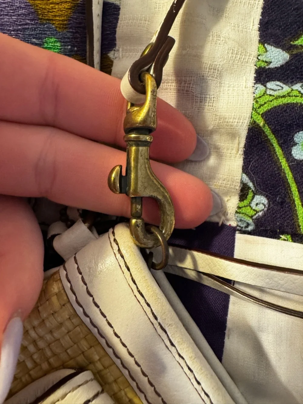 Vintage Coach Legacy Leather & Straw Wristlet | Off White Straw Snap Flap